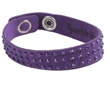 Swarovski Slake Purple Crystal Studded Suede Wrap Bracelet Adjustable Sparkle