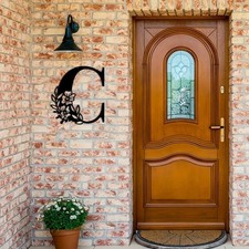 Metal Initial Letter C Name Sign Monogram Wall Decor Garden Door Art 12 Inch