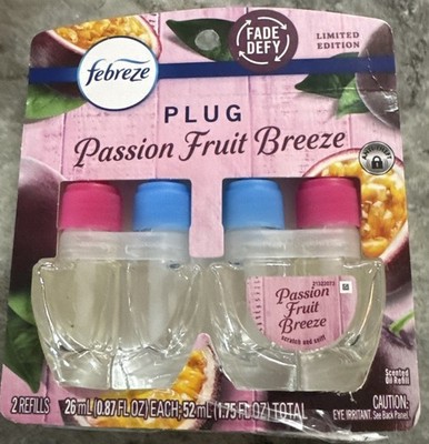 2 Pk Febreze Plug Air Freshener Oil Refills Limited Ed. Passion Fruit Breeze 