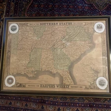 Harper's Weekly 11-9-1861 LARGE MAP of SOUTHERN STATES, Shenandoah, Leesburg, VA