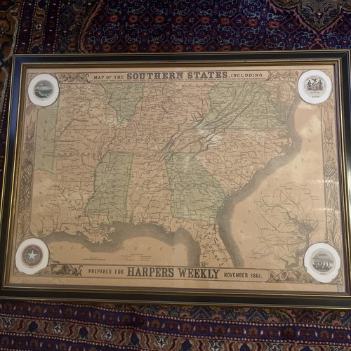 Harper's Weekly 11-9-1861 LARGE MAP of SOUTHERN STATES, Shenandoah, Leesburg, VA