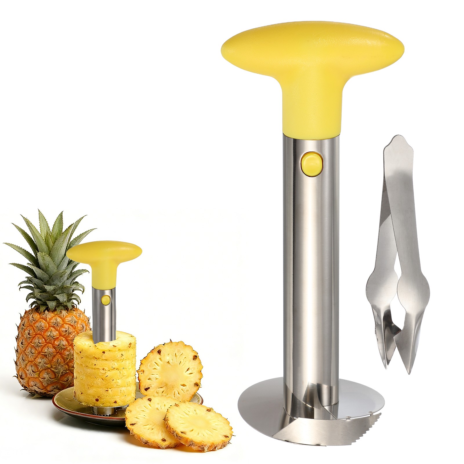 9.4x4.1 Inch Pineapple Corer and Slicer Set Stainless Steel Yellow]