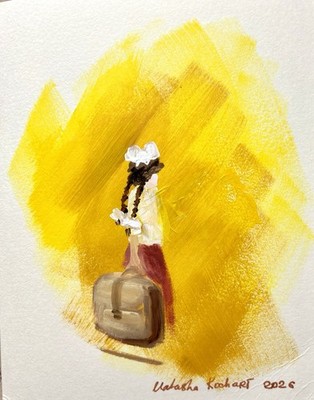 Original Acrylic Painting   Christina   8x10 Figurative Naive COA OOAK signed