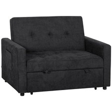 2-Seater Sofa Bed with Adjustable Back | Snow Flannel Upholstery