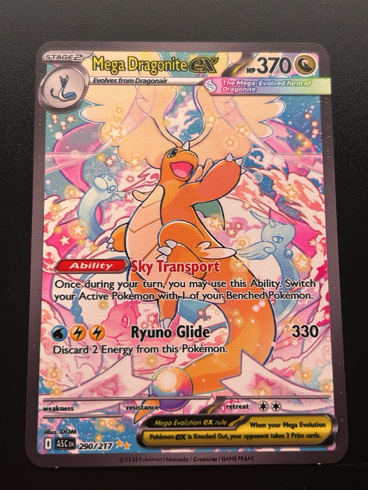 Mega Dragonite ex 290/217 Pokemon Premium Gold Metal Card Collectible