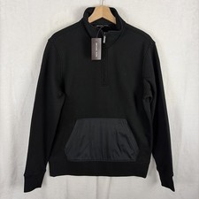 Michael Kors Quarter Zip Pullover Sweatshirt Black Size Medium Pocket NEW