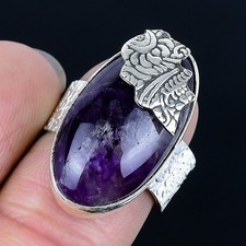 Fabulous Sage Amethyst Gemstone 925 Sterling Silver Jewelry Ring Size 7.5