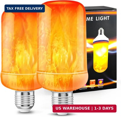 LED Flame Light Bulbs (2 Pack), 4 Modes Flickering Light Bulbs with Upside Down