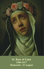 St. Rose of Lima LAMINATED Prayer Card 5-pack with Two Free Bonus Cards Included