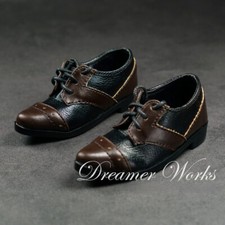 1/4 1/3 BJD Pointed Toe Shoes Spliced PU Leather Suit Shoes Matte Black Brown