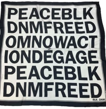 BLK DNM Women's Black White Silk Square Scarf VXS5510 New