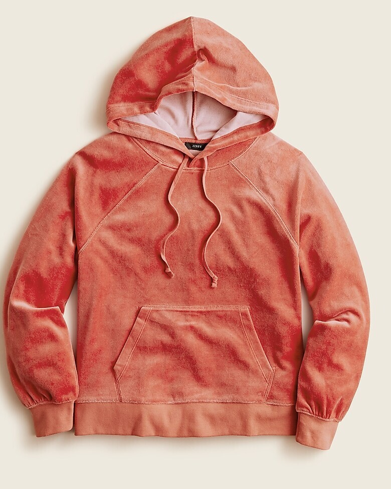 J.CREW Size S/M Relaxed Velour Hoodie in Burnished Barn Pink Peach FREE  Shipping | eBay
