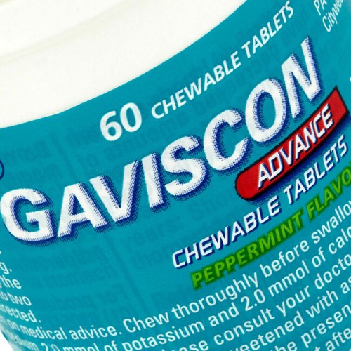 Gaviscon Advance Chewable Tablets Peppermint 60 Tab Strong Heartburn& Reflux