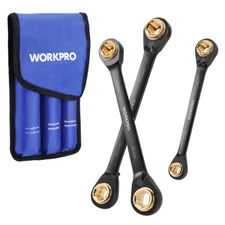 WORKPRO 3PC 4-in-1 Reversible Ratcheting Wrench Set 8-19mm Metric Double Box End