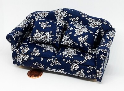 Puppenhaus Marine Blumenmuster Sofa Tumdee Möbel Maßstab 1:12 Zubehör