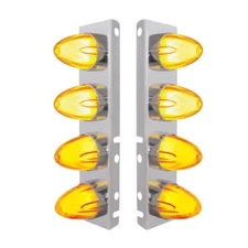 Peterbilt Air Cleaner Bracket w/ Lights & Bezels - Amber LED/Amber Lens