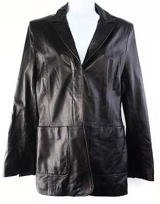 Olly London Black Leather Coat Jacket 3 