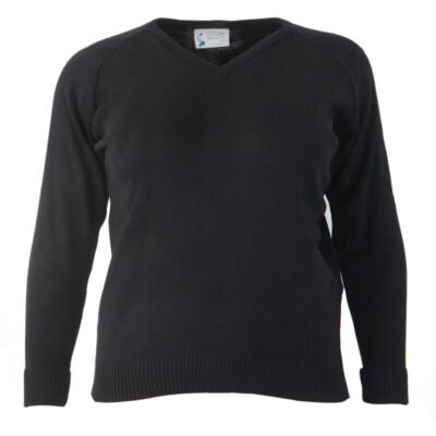 Black V Neck School Jumper Uniform Acrylic Age 7-8 28  chest high quality