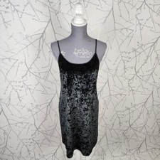 Victoria's Secret Black Crushed Velvet Strappy Slip Dress  Women's XS