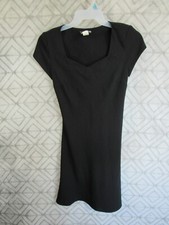 Fashion Bug Dress Size 6 Black V Neck Short Sleeve Shoulder Pads Career Work
