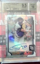 Chris Betts RC 2015 Bowman Chrome Draft Refractor Rookie Auto BGS10!Rays C RC