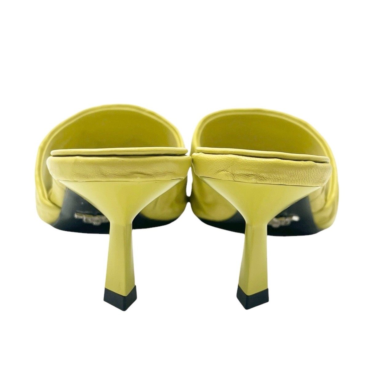 PRADA Vintage Logo Sandals Heels #36-36.5 Light Green Silver