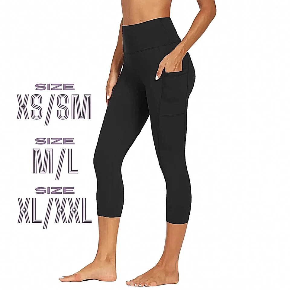Mujer Cintura Alta 3/4 Largo/Capri/Corto/Gimnasio/Yoga/Correr Leggings+Bolsillos Foto 2 de 4
