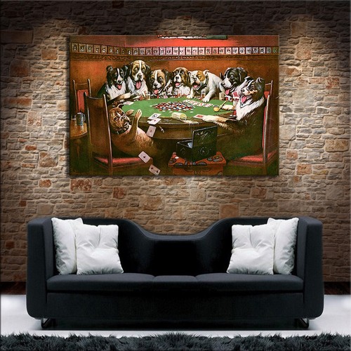 WANDBILDER Hunde Poker spielen Tiere LEINWAND BILDER XXL KUNSTDRUCKE Wanddeko - Bild 9 von 9