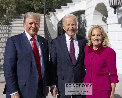 PRESIDENT JOE BIDEN WITH JILL & PRESIDENT-ELECT DONALD TRUMP 8X10 PHOTO (CP-037)