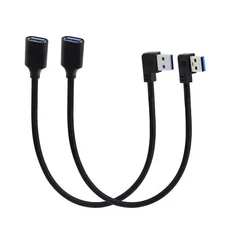 2 Pack 90 Degree Left & Right Angle USB 3.0 Male to Female Cables 5 Gbps Data...