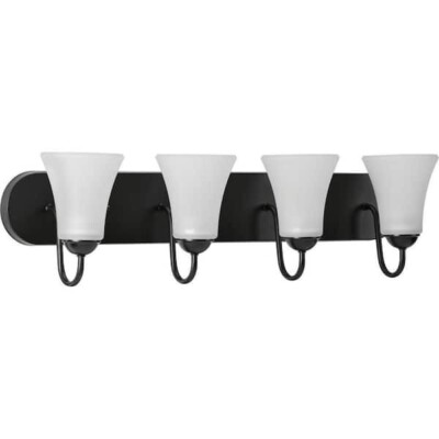 Progress Lighting Classic Collection 4-Light Matte Black Etched Glass