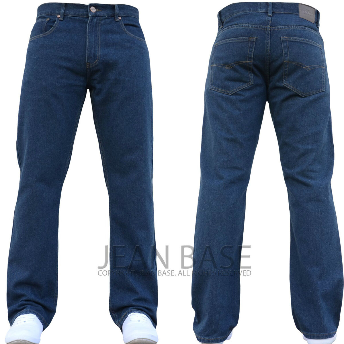 Mens Jeans STRAIGHT LEG REGULAR FIT PLAIN BLUE DENIM JEANS ALL WAIST & SIZES