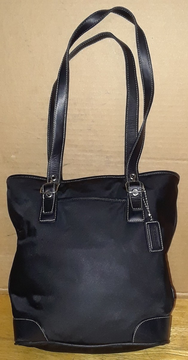 Coach Black Microfiber Leather Trim Handbag 4487 | eBay