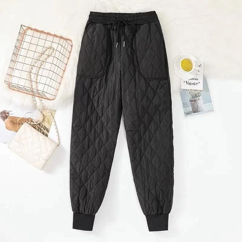 Lady Padded Pants Elastic Waist Quilted Puffer Trousers Winter Warm Thermal - Picture 13 of 14