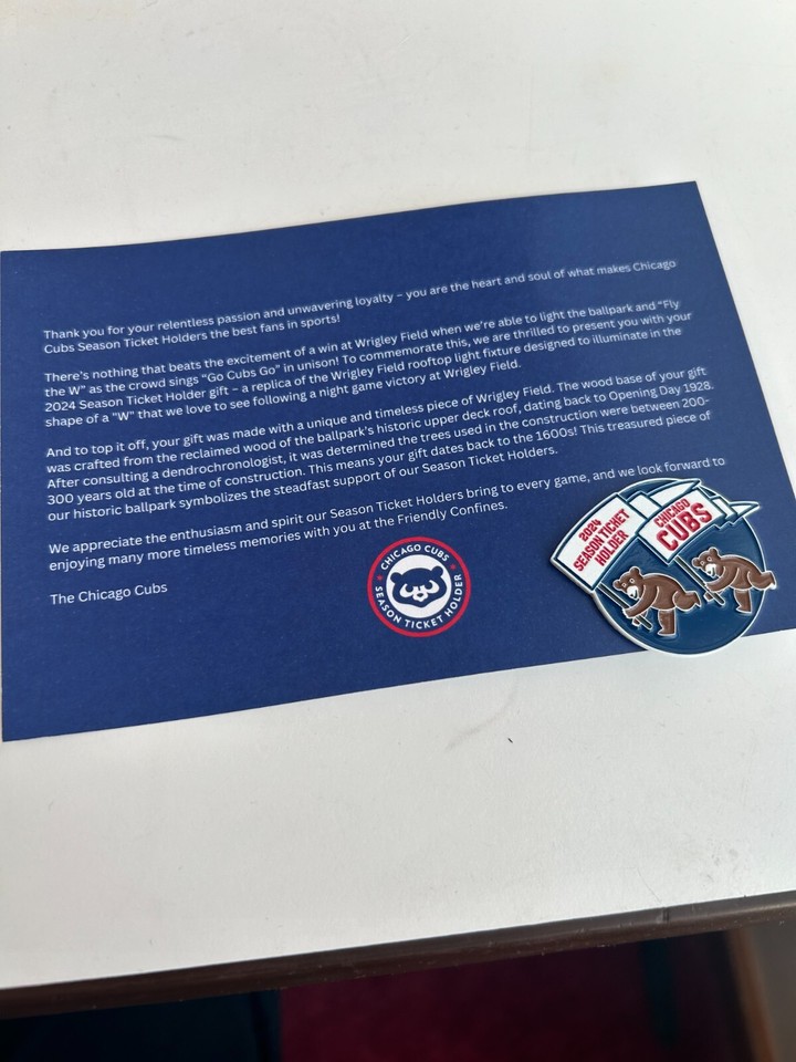 NEW 2024 Chicago Cubs Season Ticket Holder Box Wrigley Field Rooftop