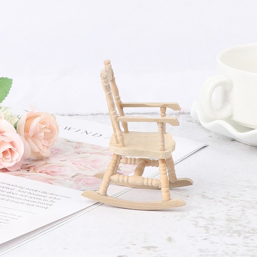 1/12 Dollhouse Miniature Wood Mini Rocking Chair Model Toy FurnituH4N TP TH - Picture 5 of 10