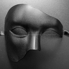 Half Mask Masquerade Phantom of The Opera Men Costume Full Face Party Mask Black