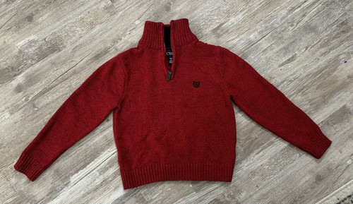 Chaps Boys' Marled 1/4 Zip Mock Neck Pullover Sweater~Size 8 Red~Black Twist - Picture 3 of 8