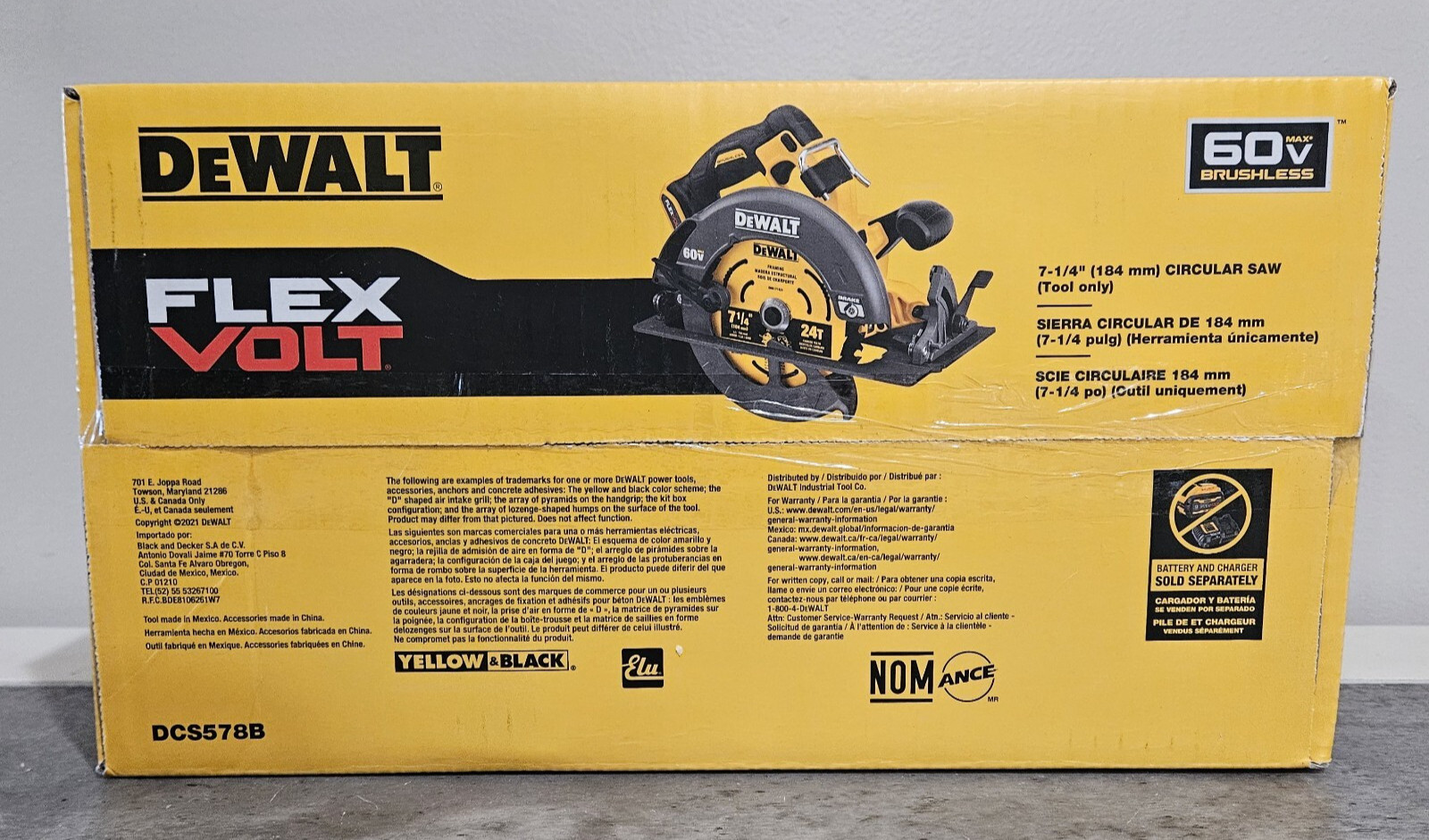 NEW! DeWalt 60 Volt FlexVolt  7 1/4" Brushless Circular Saw DCS578B 2025