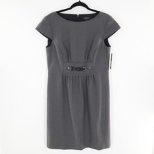Tahari Arthur S. Levine Sheath Dress Women 8P Charcoal Gray Career Office Classy