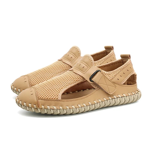 Herren Sport Geschlossene Zehe Sandalen Sommer Leder Schuhe Strand Fischer Flache Hausschuhe - Bild 25 von 42