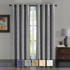 Victoria Blackout Window Curtains 2 Panels Grommet Jacquard Thermal Insulated 