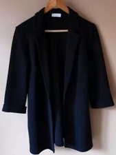 Ladies Plain Black Blazer Quarter Length Gathered Sleeves Size M Boohoo New Tags