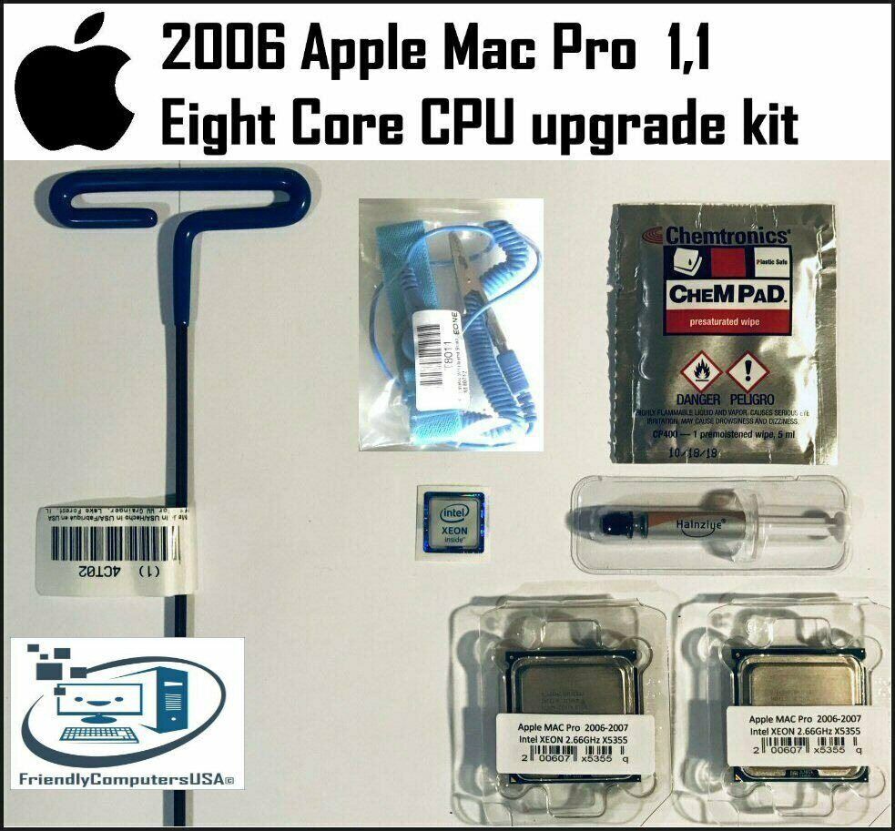CPU UPGRADE KIT for 2006 Apple Mac Pro 1,1 A1186 Matched Pair Quad 2.66GHz-3GHz