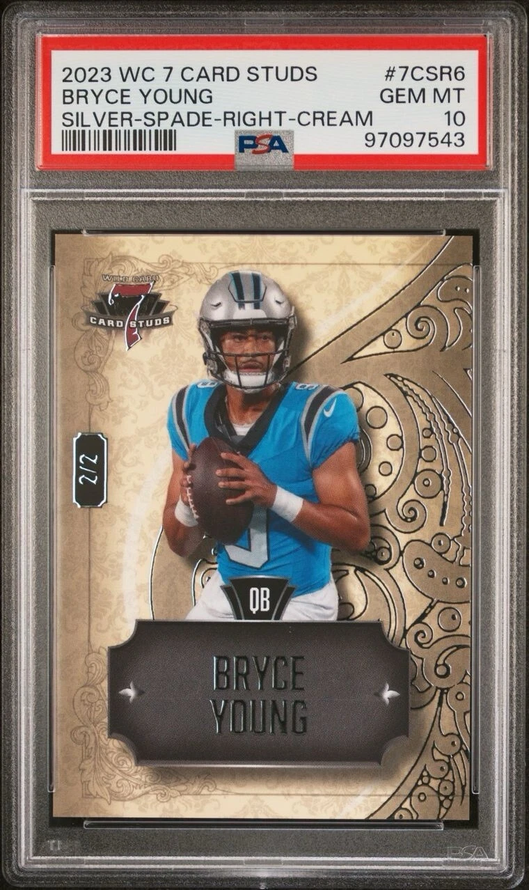 Bryce Young Wild Card 7 Card Studs #7CSR6 Silver Foil-Spade-Right-Cream