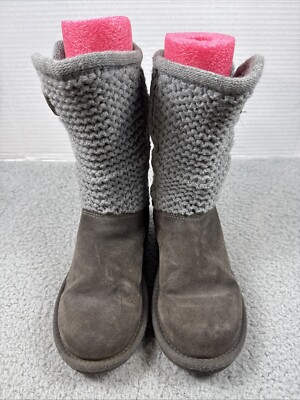 UGG Boots Darrah II Winter Mid Pull On Shoes 1017331K Gray Suede Kids 13 Girls