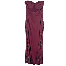 Fashion Nova Quinn Lace Up Tube Maxi Dress Size 3x Wine Burgundy Long Sleeveless