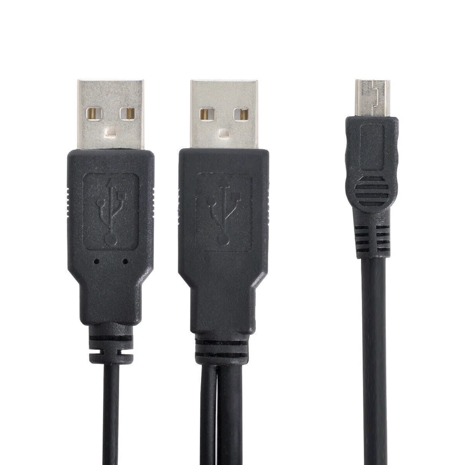 Xiwai USB2.0 Dual Two A type Male to Mini 5-Pin male Y Cable for Hard Disk Drive - Image 2 of 4