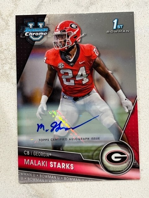 MALAKI STARKS 2023 Bowman U University 1st Chrome AUTO Autograph Ravens Georgia