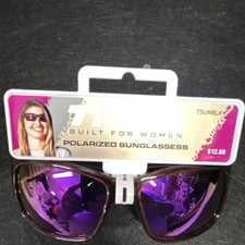 Trait Polarized Square Sunglasses for Women Brown Frame Purple Lens Fashion